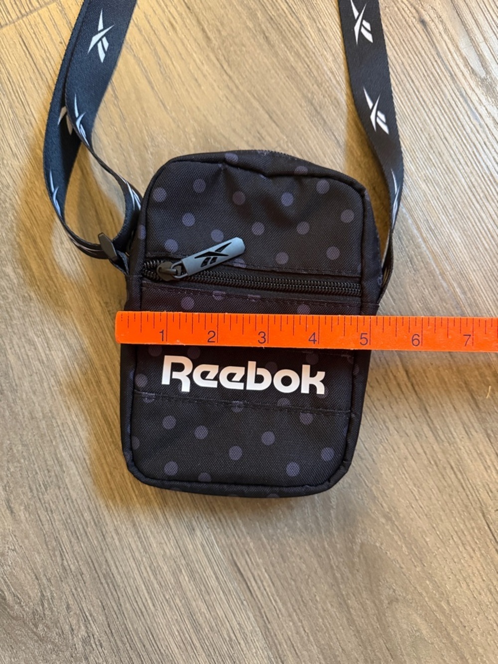 Reebok Black Polka Dot Crossbody Bag with Logo Strap - Picture 3 of 5